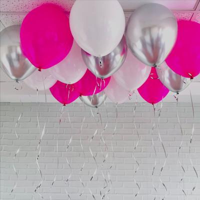 Пастель белый/фуше, хром серебро - 15шт